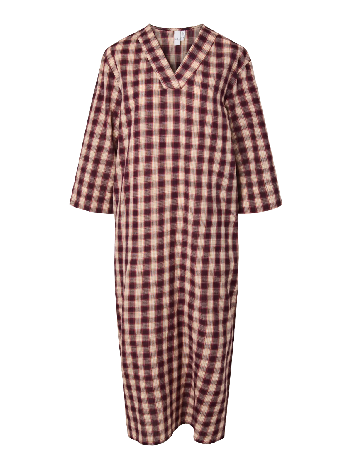 Carmen 3/4 long dress Incense/ checks