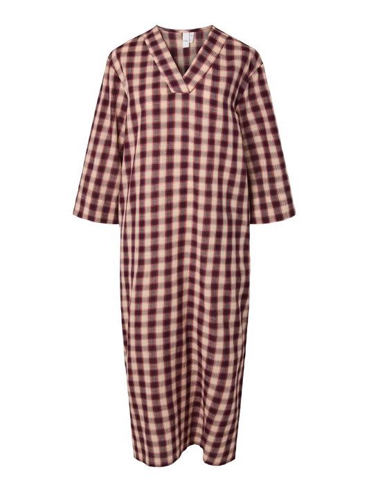 Carmen 3/4 long dress Incense/ checks