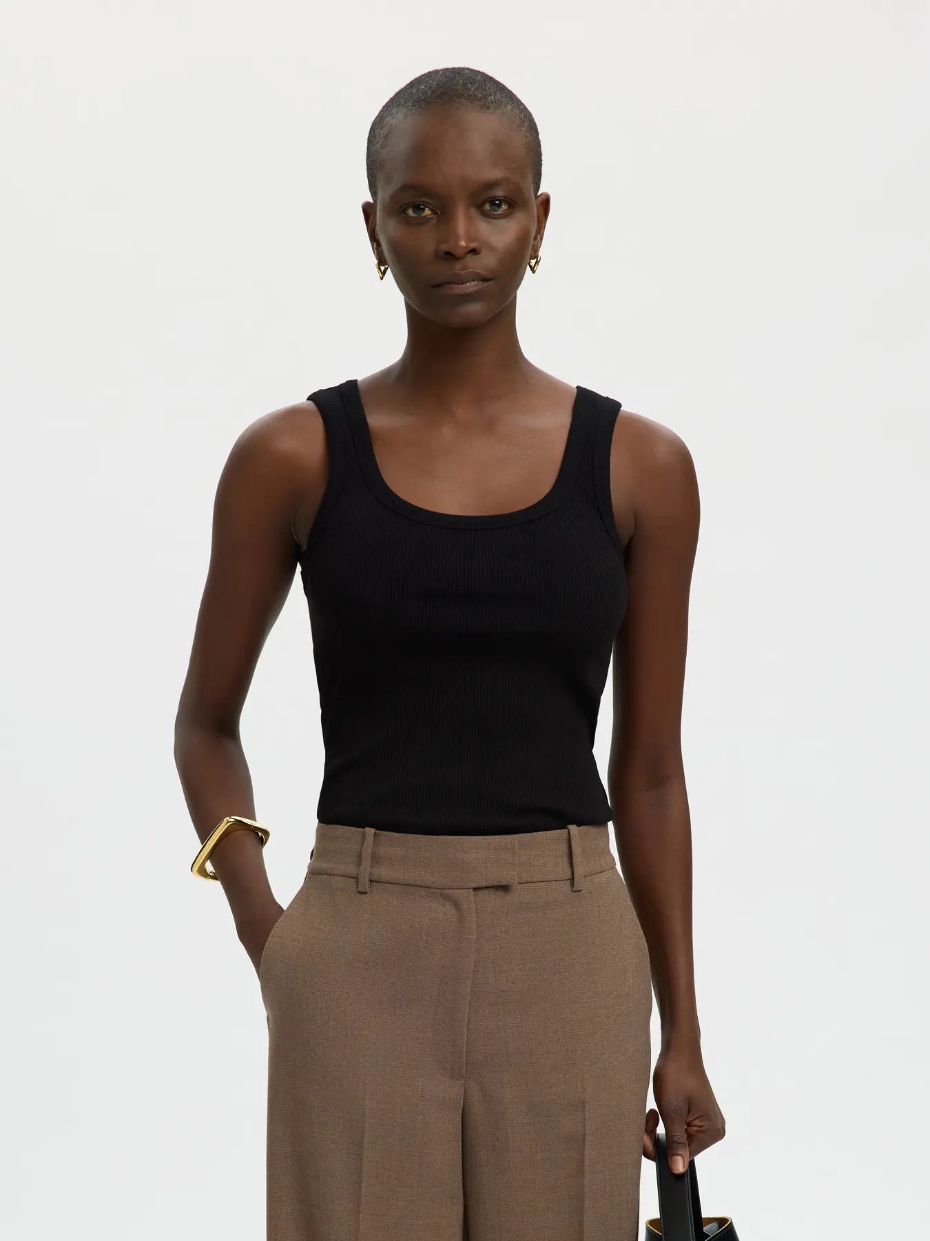 Anna U-neck tank top Black