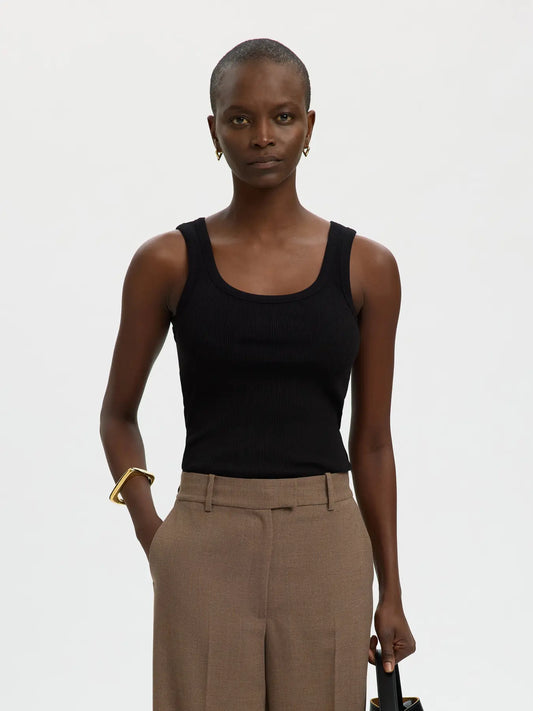 Anna U-neck tank top Black
