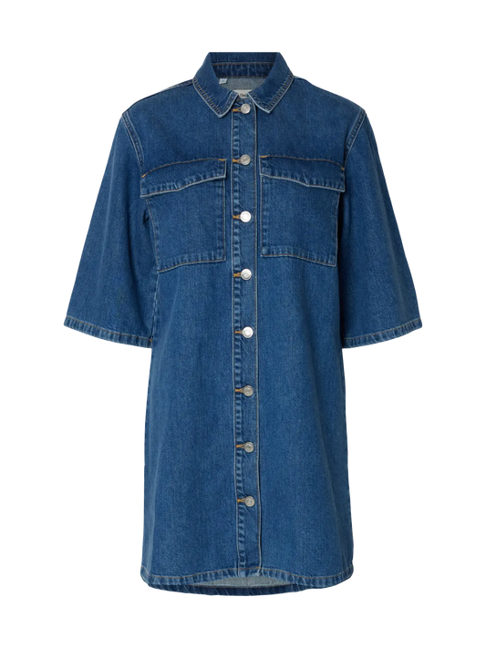 Agathe short denim dress medium blue