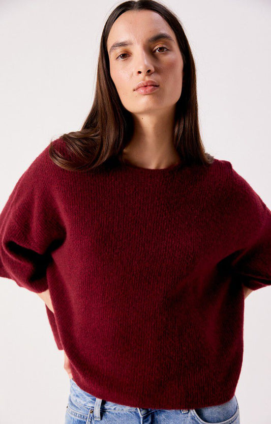 Dam pull ample col rond Cerise