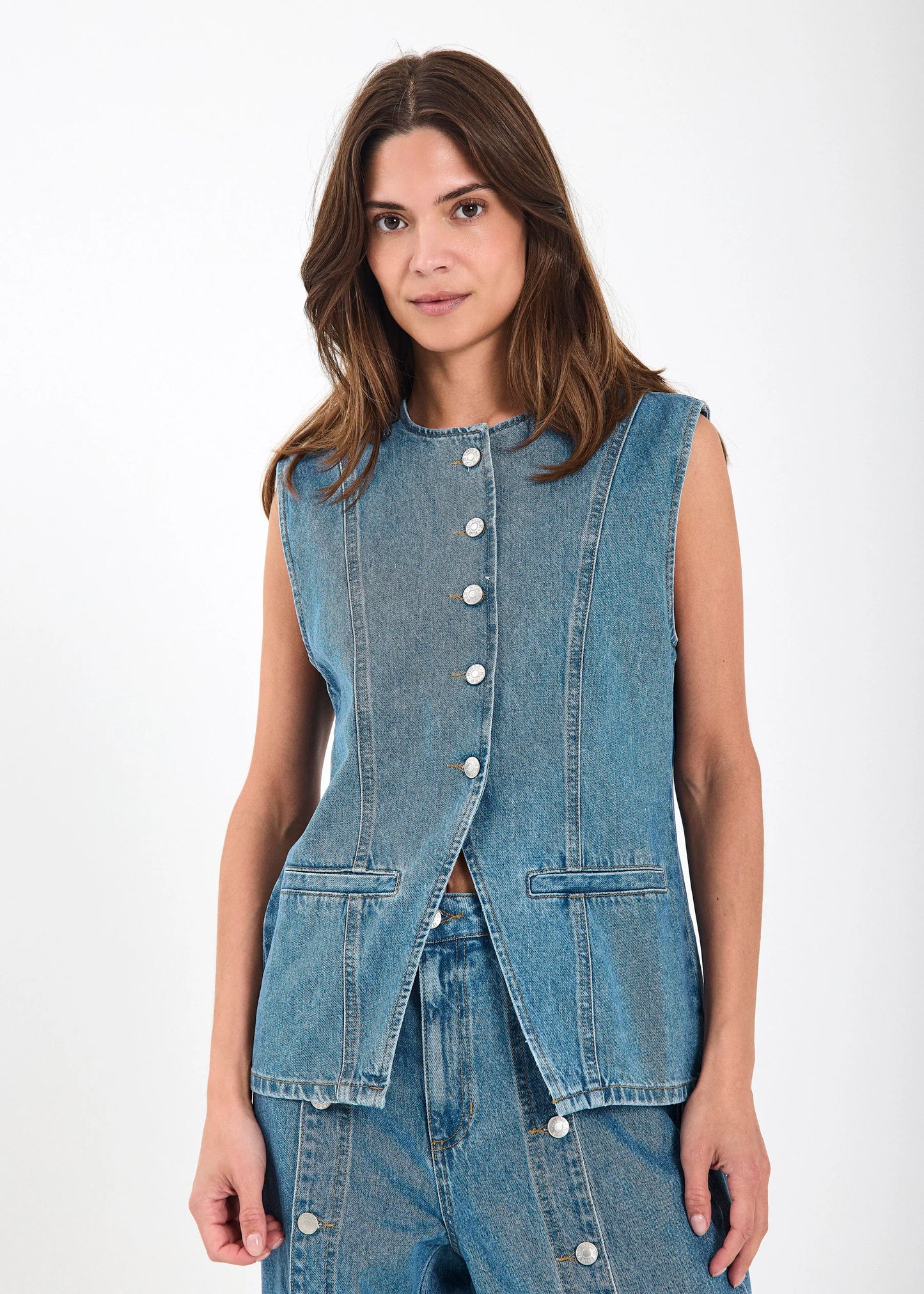 Kenzie denim waistcoat Light blue denim