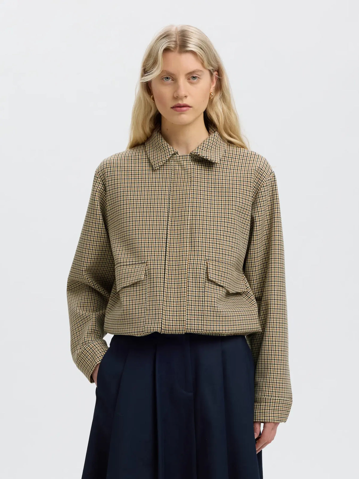 Elara relaxed bomber jacket Monks robe/ checks