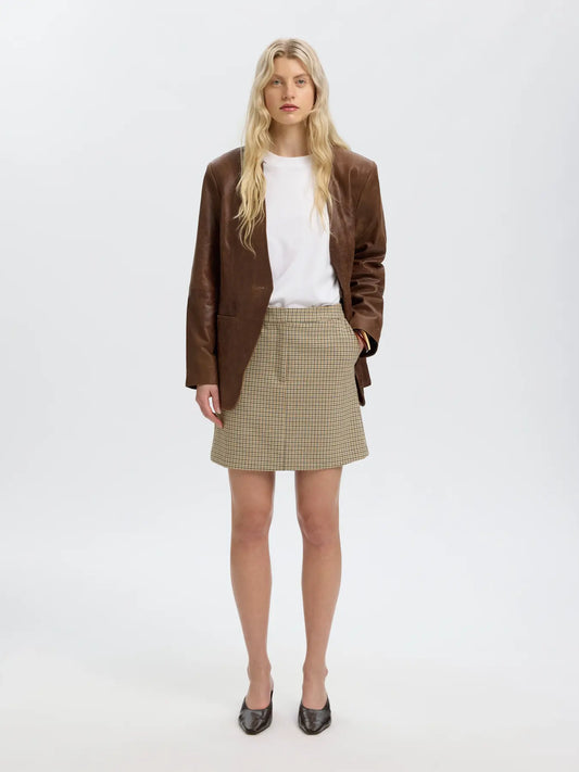 Elara mini skirt Monks robe/ checks
