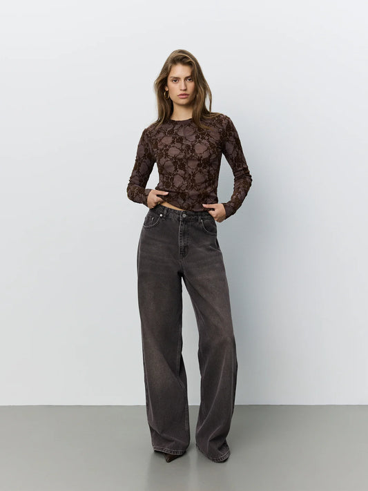 Fae Lace Top Dark plum
