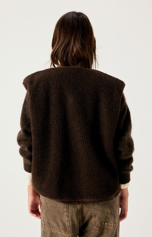 Gilet Teddy Ample Marron