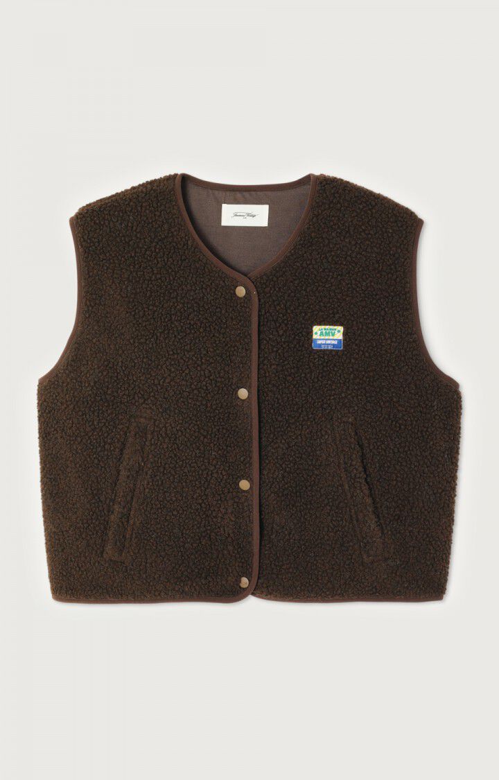 Gilet Teddy Ample Marron