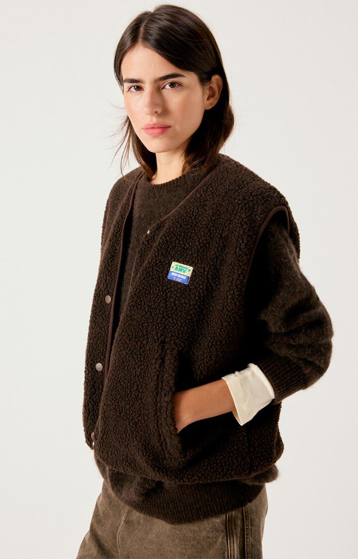 Gilet Teddy Ample Marron