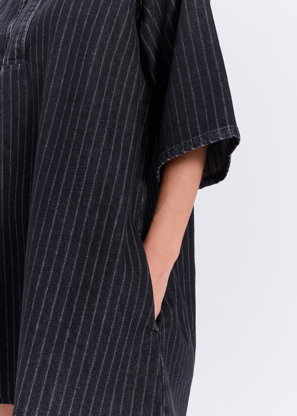 Hannali Denim Dress Black pinstripe