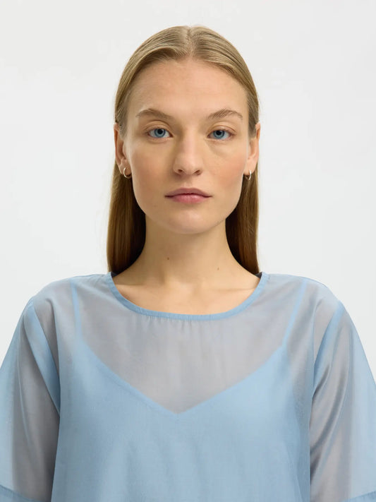 Iris regular SS ankle dress Dusty blue
