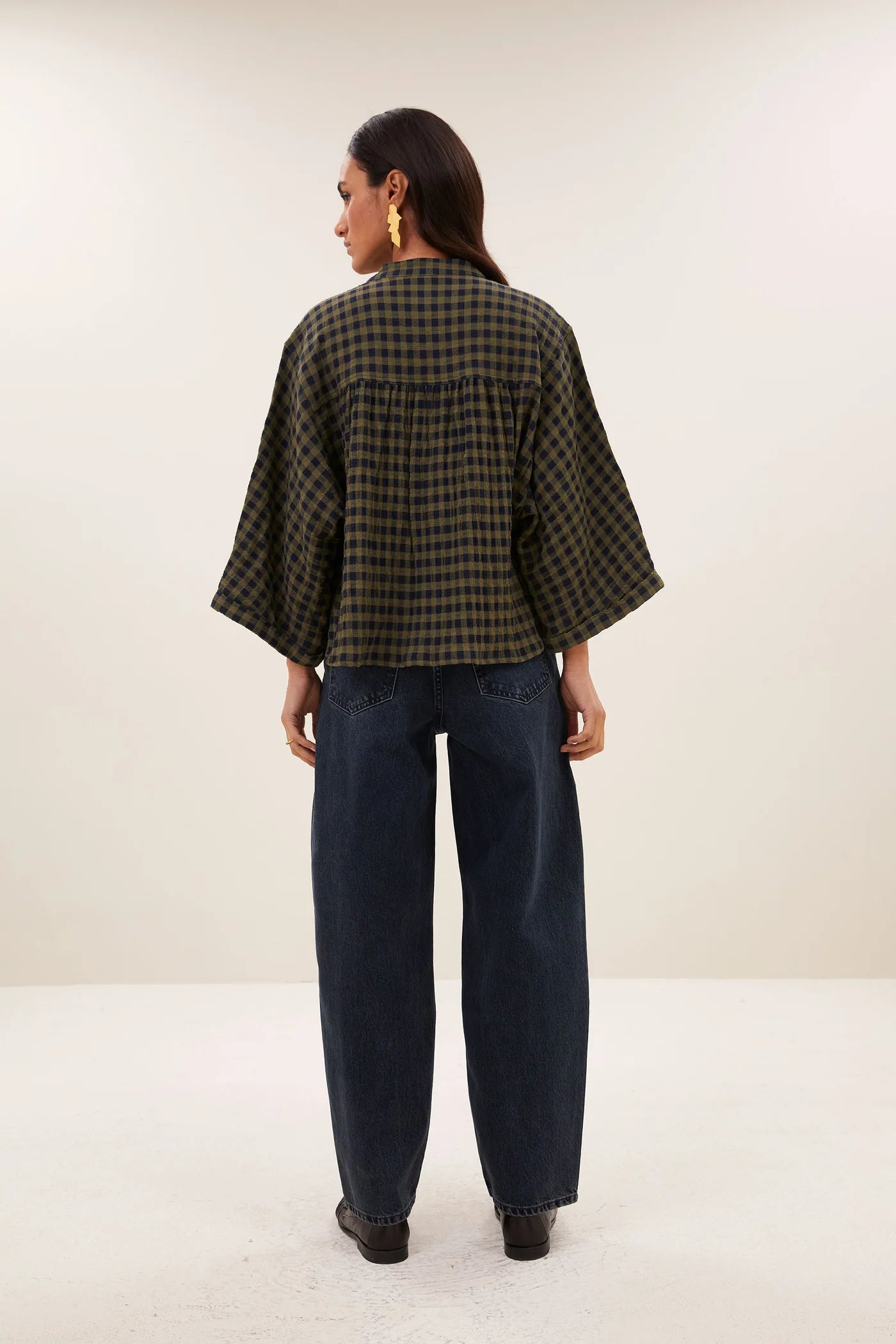 Jess Blouse Olive Check