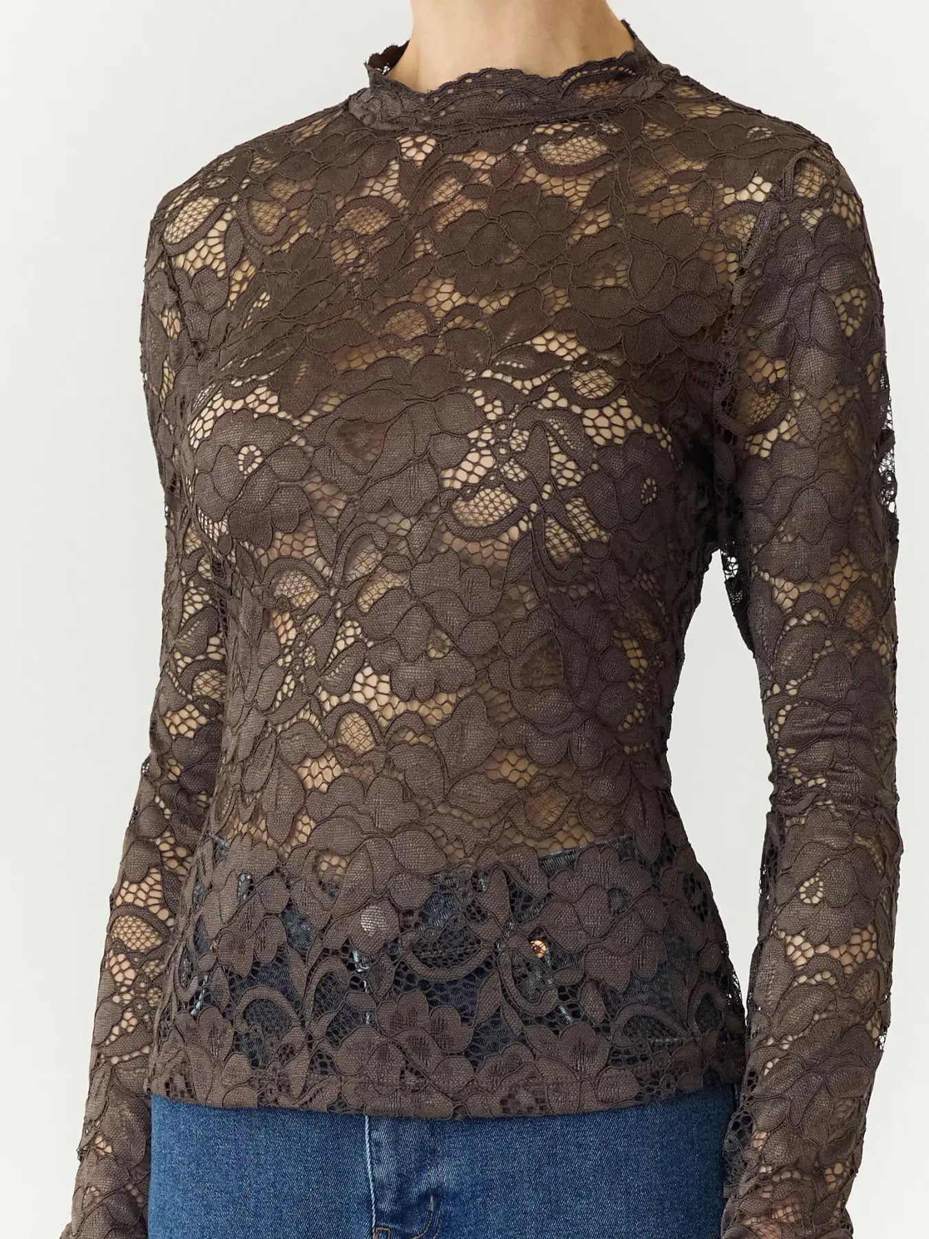 Lacey Ls lace top Chocolate brown