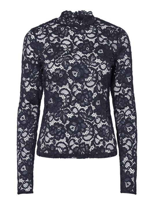 Lacey Ls lace top Navy lazer