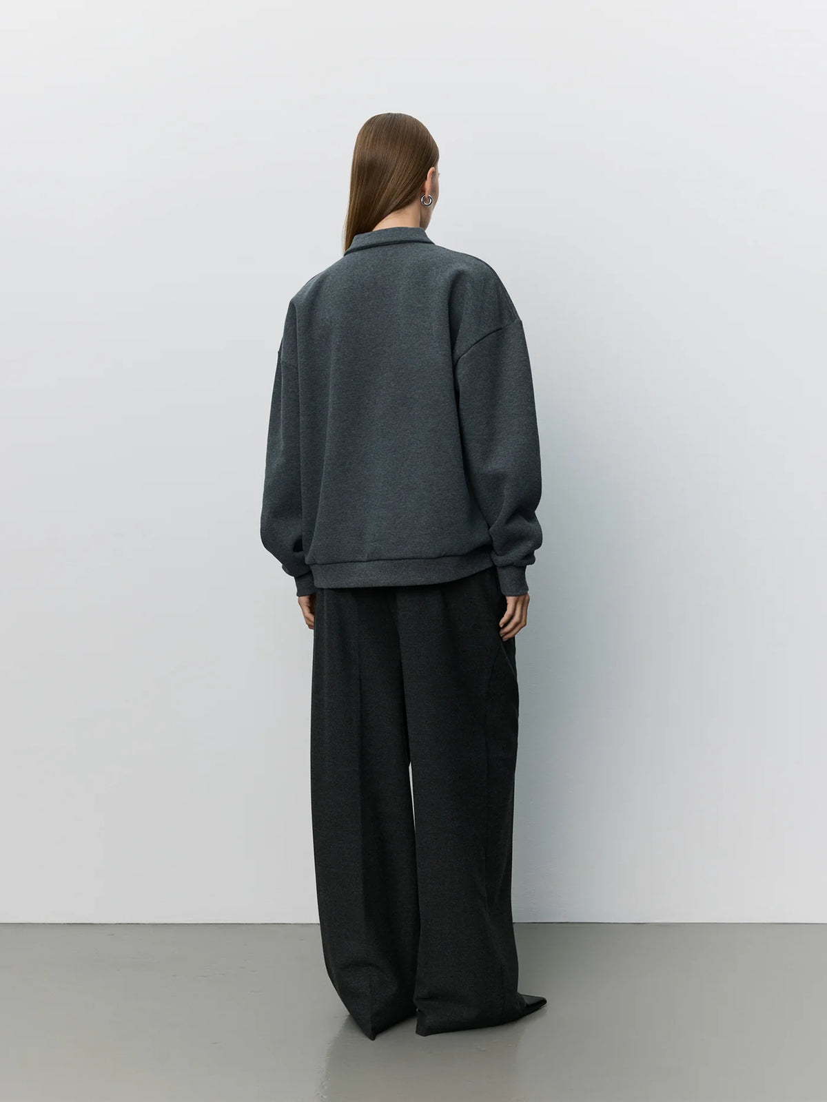Lume polo sweatshirt Dark grey melange