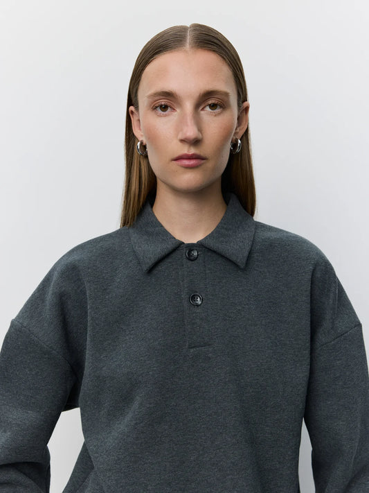 Lume polo sweatshirt Dark grey melange