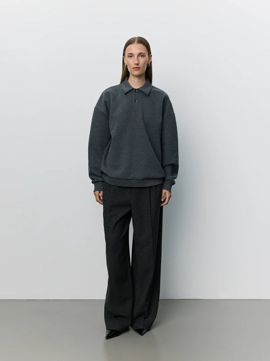 Lume polo sweatshirt Dark grey melange