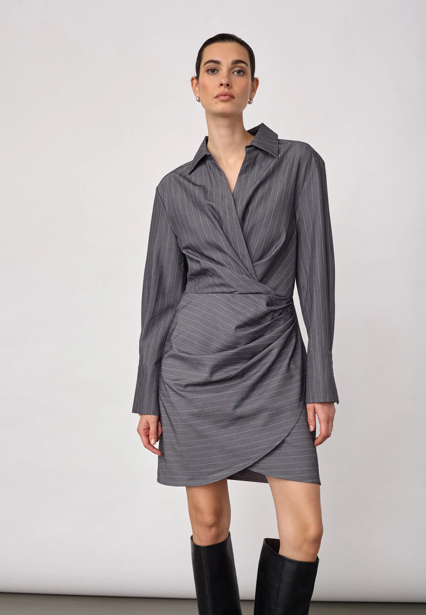 Lyvia pin wrap dress Mid grey