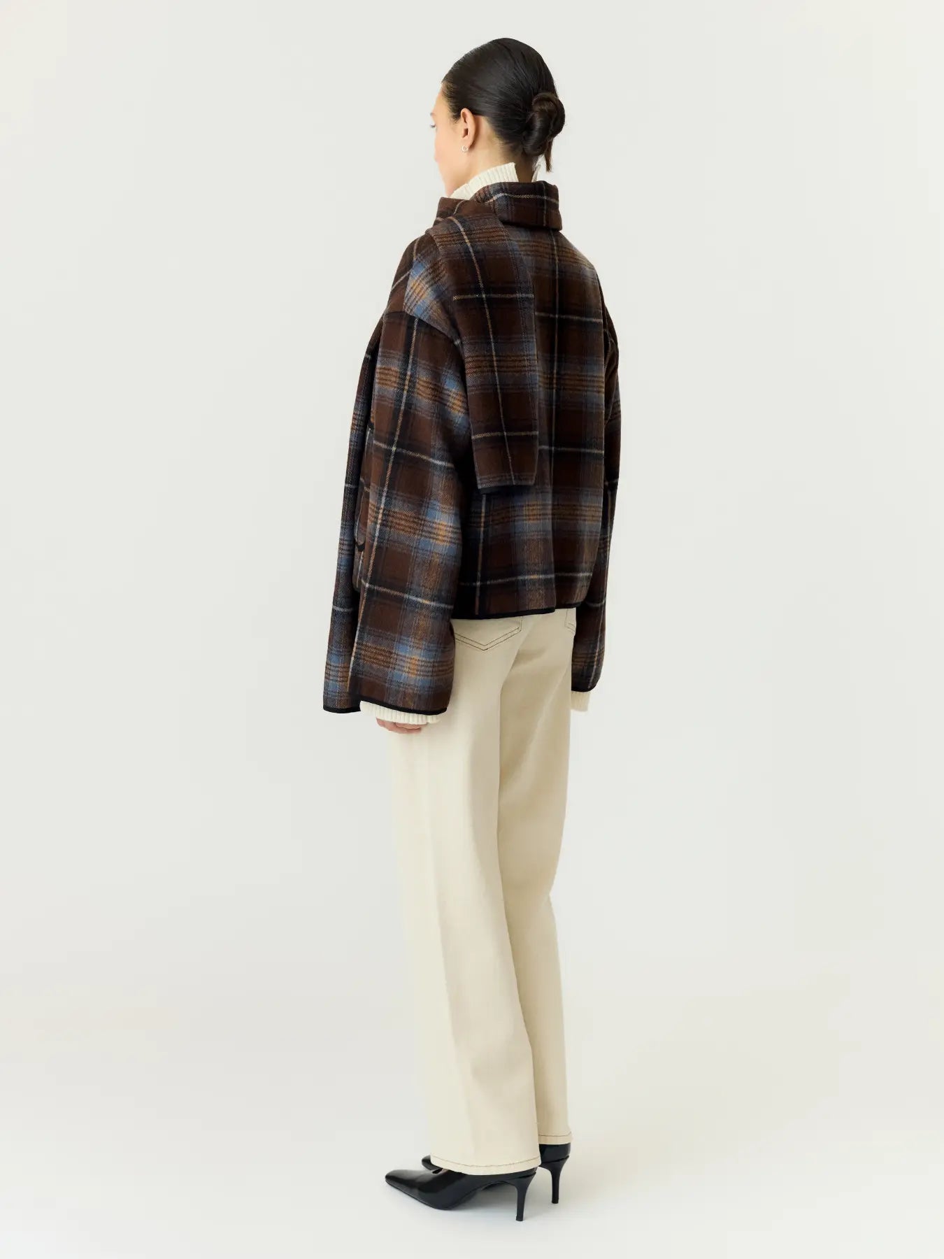 Calino LS scarf jacket Checks brown