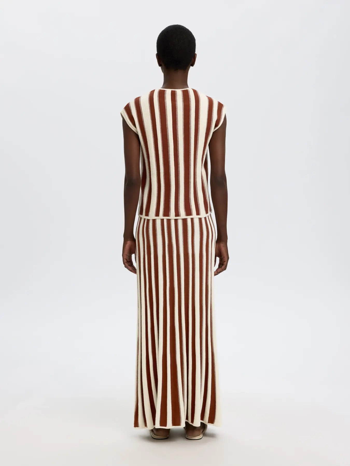 Lina SL knit long skirt Birch/ Cherry