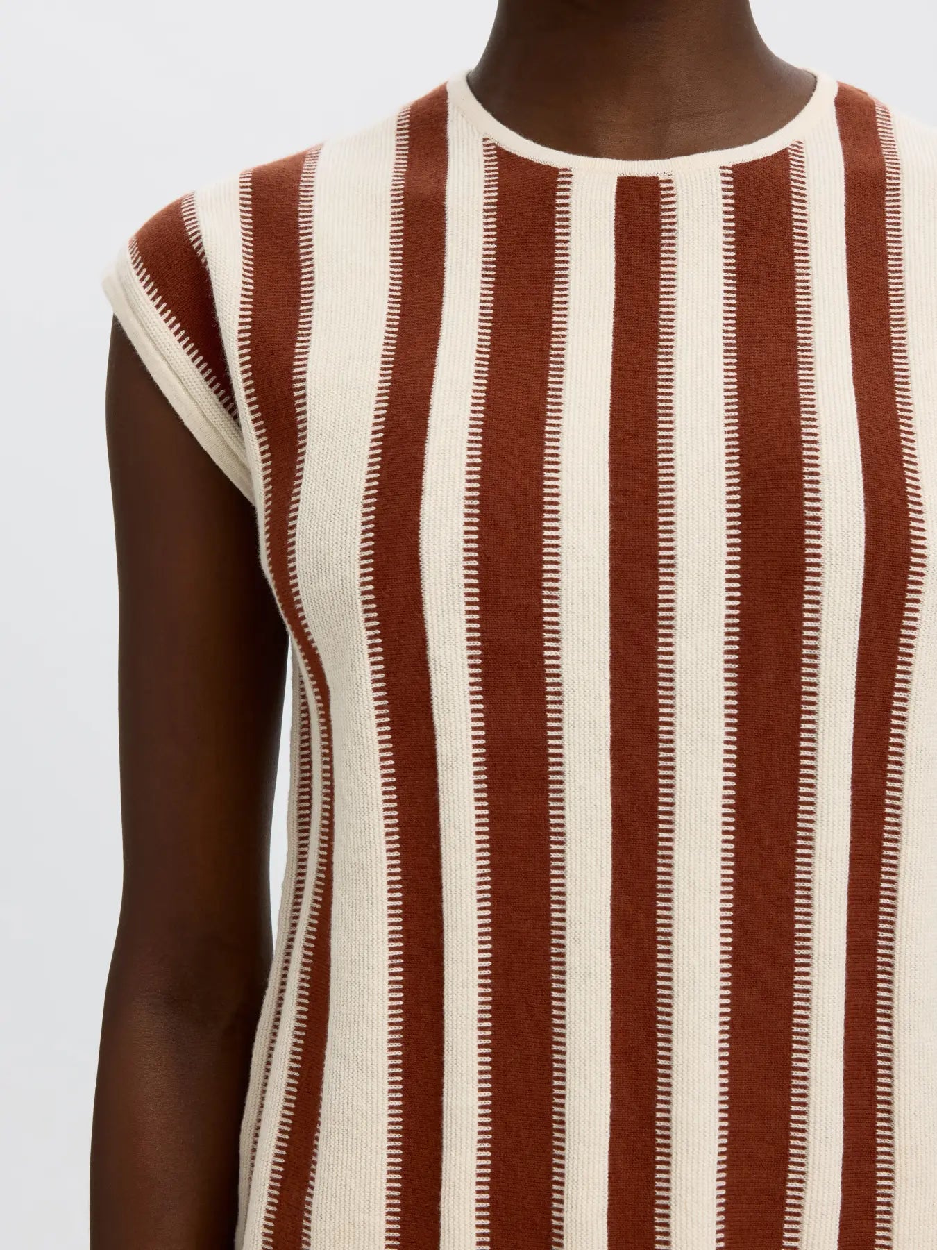Lina SL knit o-neck top Birch/ Cherry