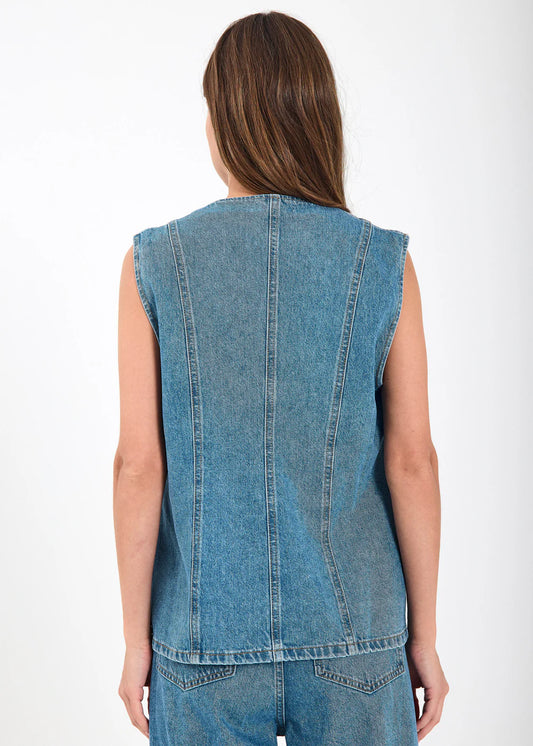Kenzie denim waistcoat Light blue denim