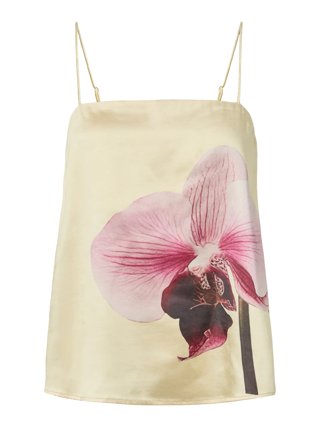 Orchida satin singlet top Orchid/ yellow