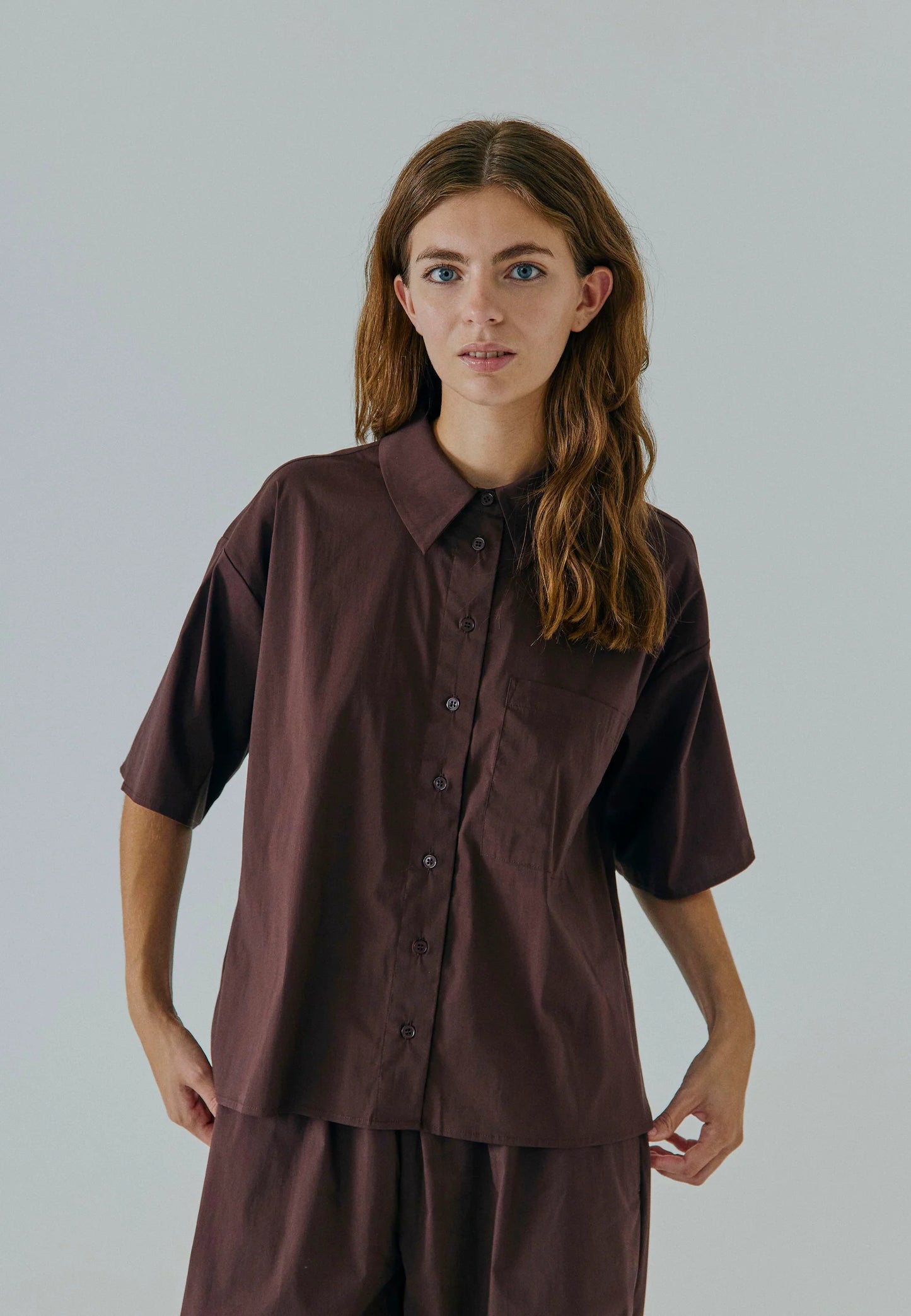 Otillia string shirt Dark brown