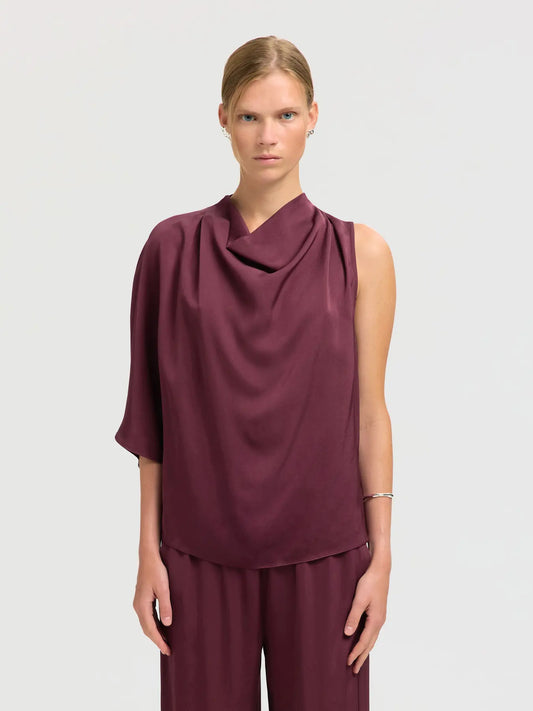 Laurina one shoulder cowl top Fig