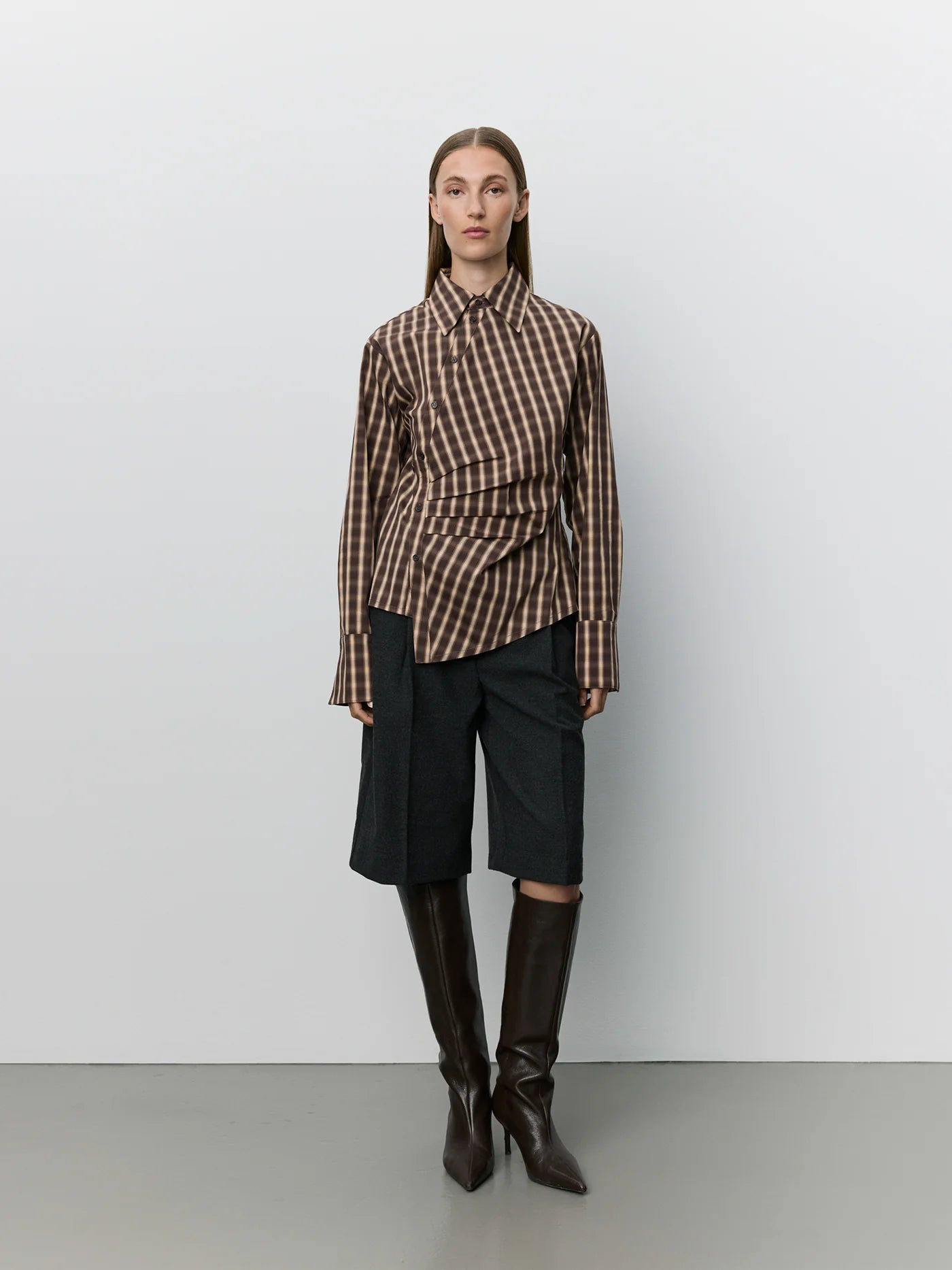 Paige asymmetric shirt Brown check