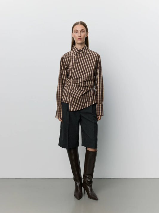 Paige asymmetric shirt Brown check