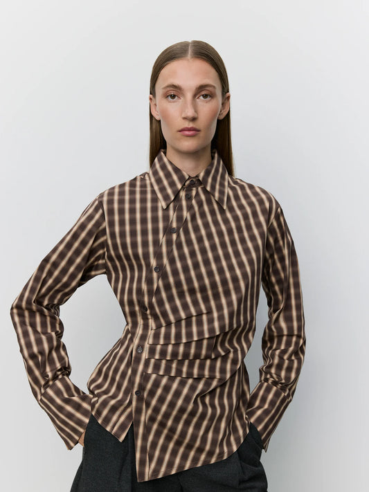 Paige asymmetric shirt Brown check