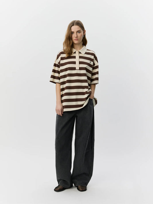 Pil oversize striped polo shirt Off white/ striped