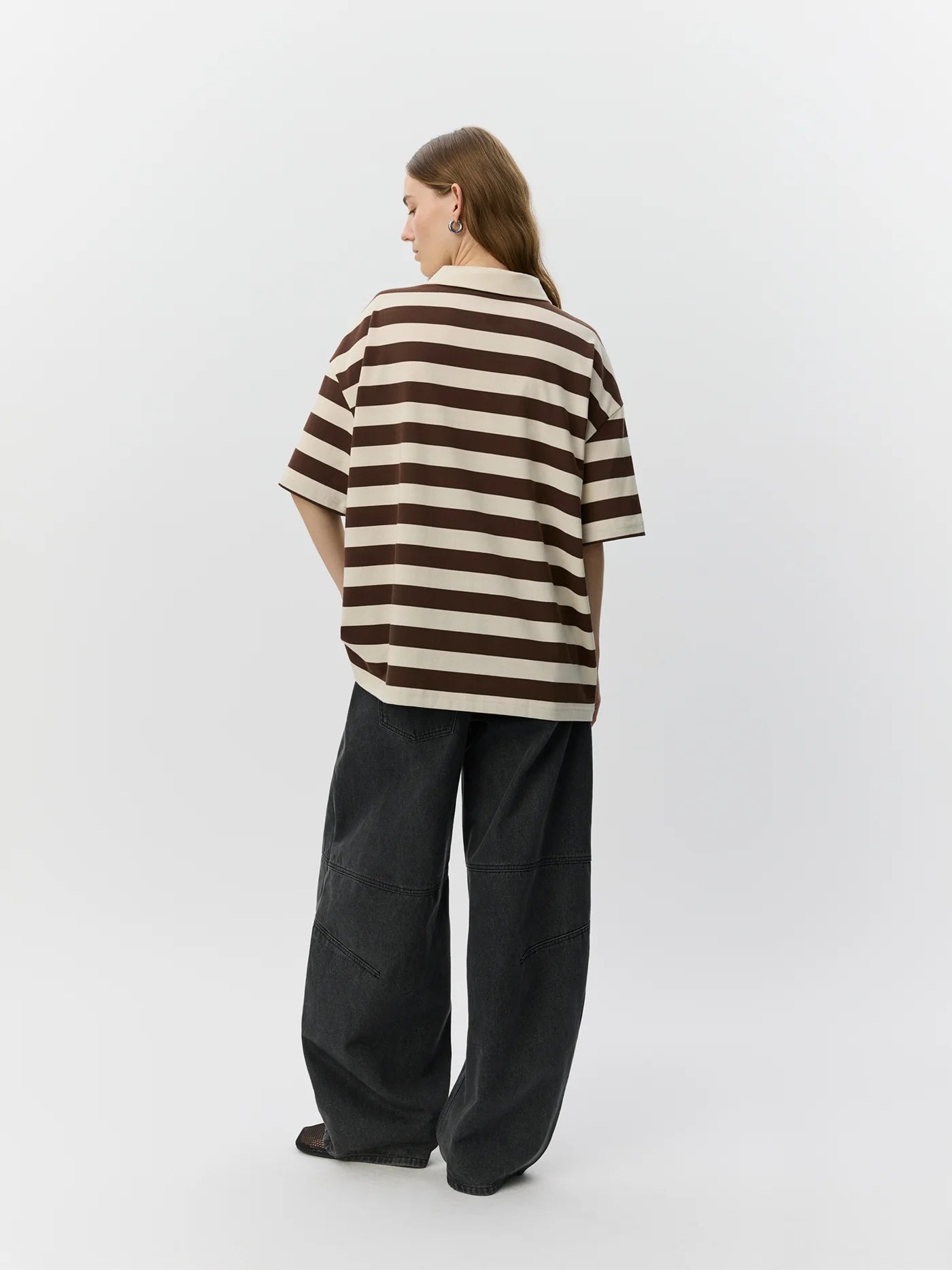 Pil oversize striped polo shirt Off white/ striped