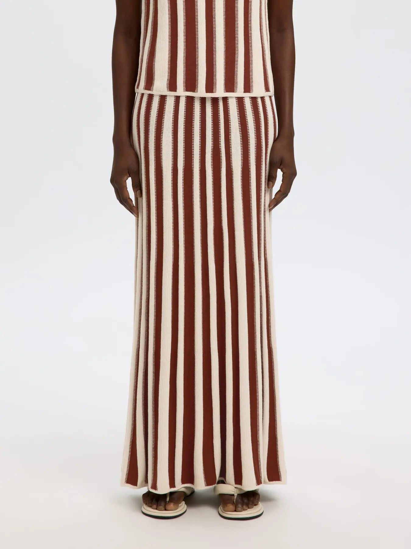Lina SL knit long skirt Birch/ Cherry