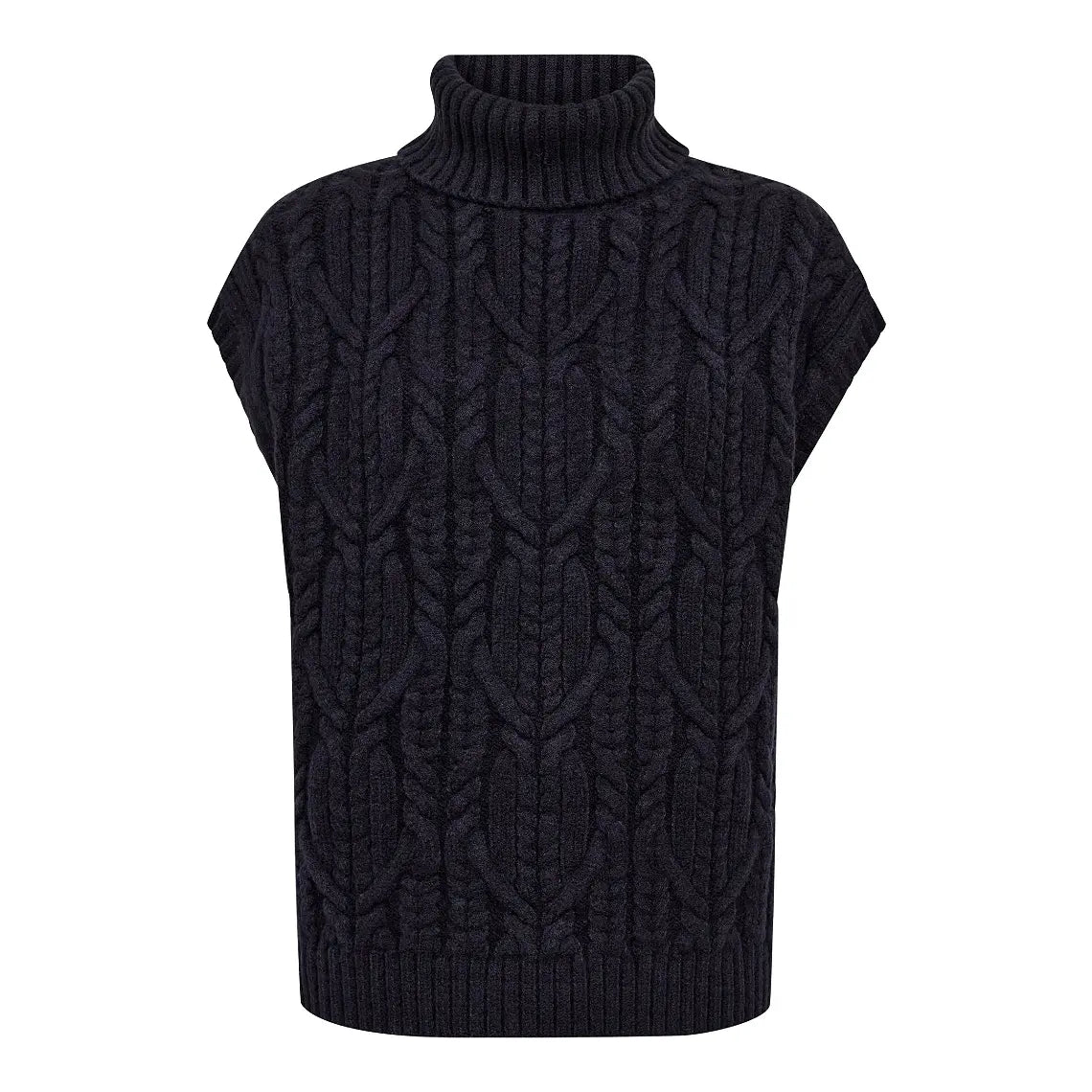 Row oversize cable knit vest Navy