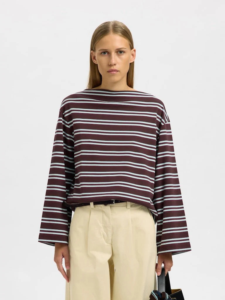 Polly Boatneck Tee Brown/blue