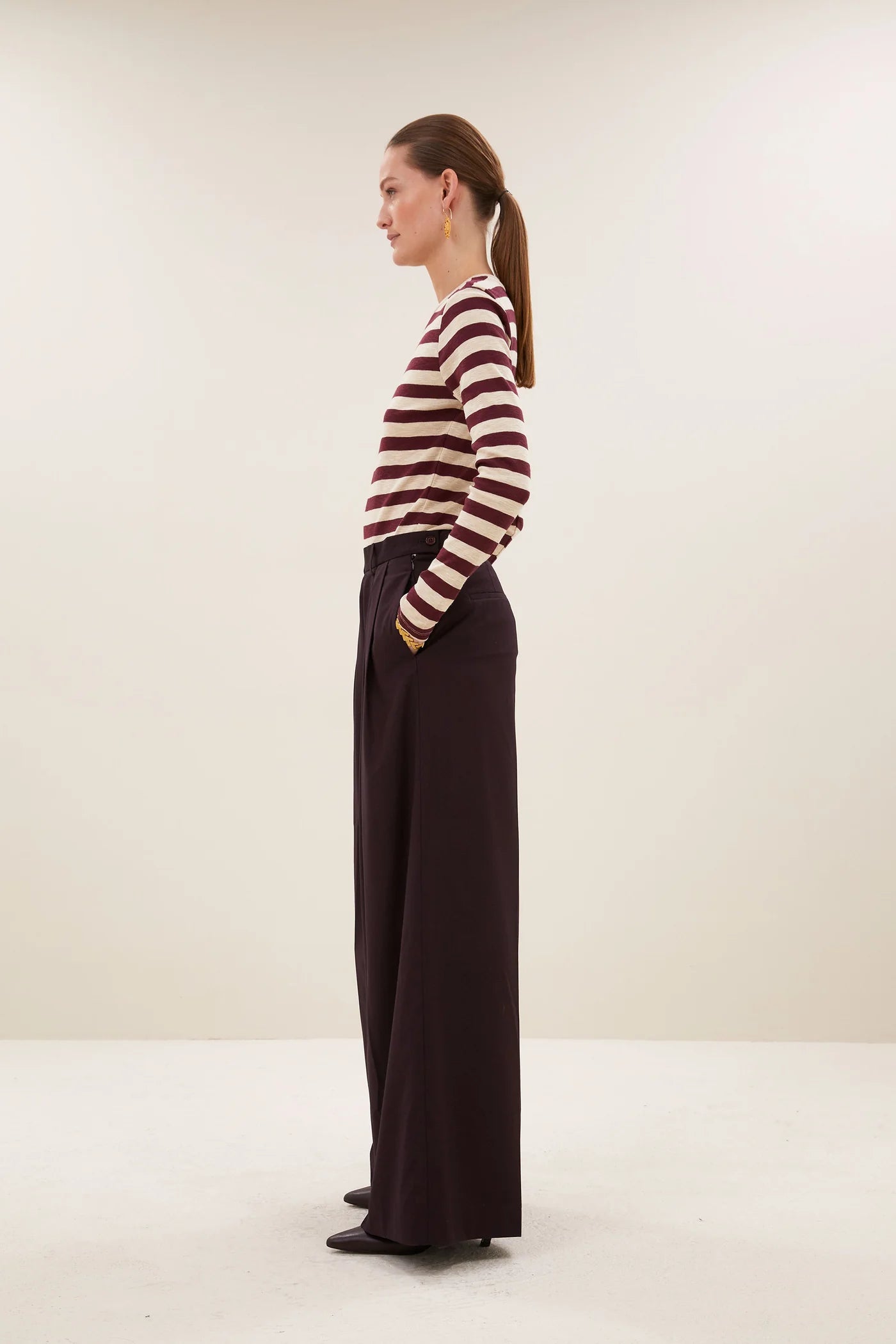 Basic Stripe Top Burgundy