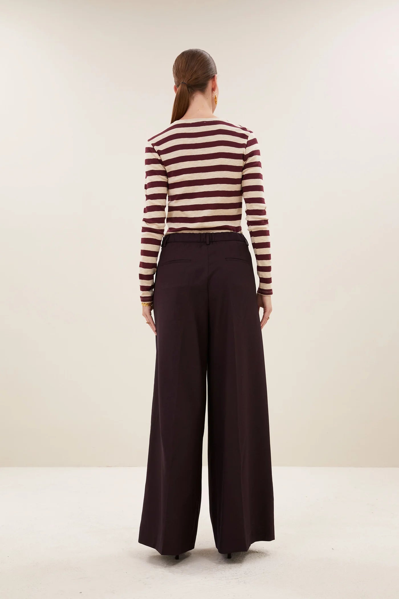 Basic Stripe Top Burgundy
