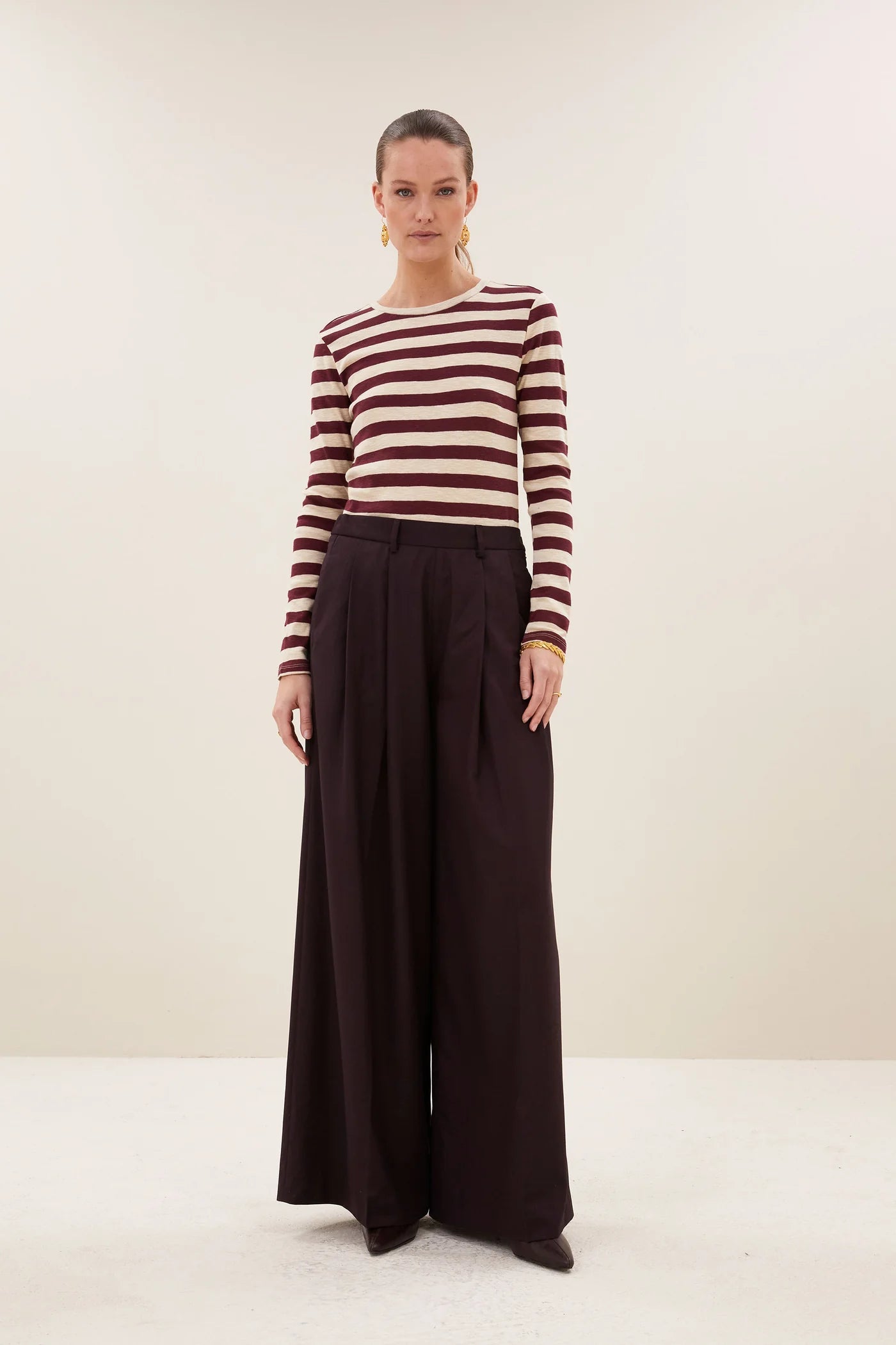 Basic Stripe Top Burgundy