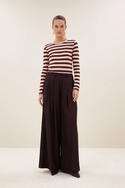 Basic Stripe Top Burgundy