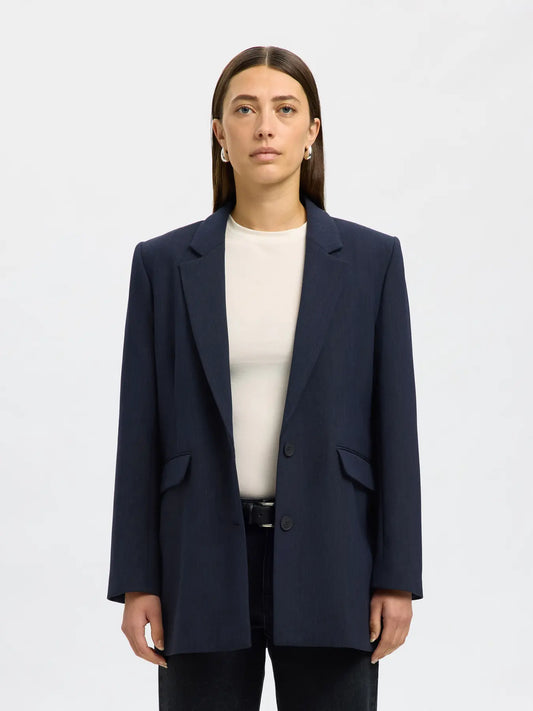 Rita LS relaxed blazer blue