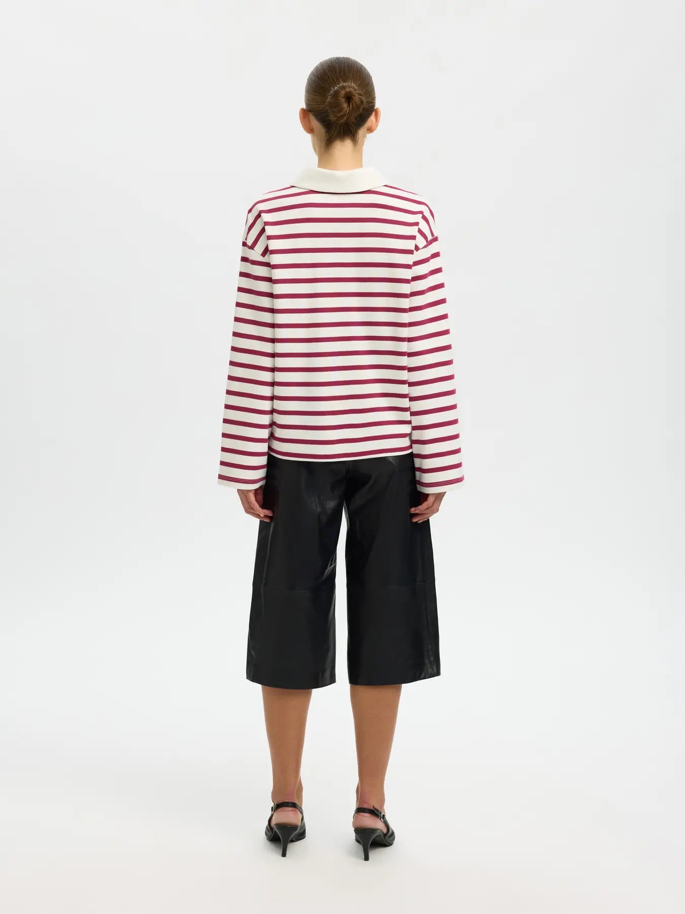 Wada LS stripe collar top Anemone stripes