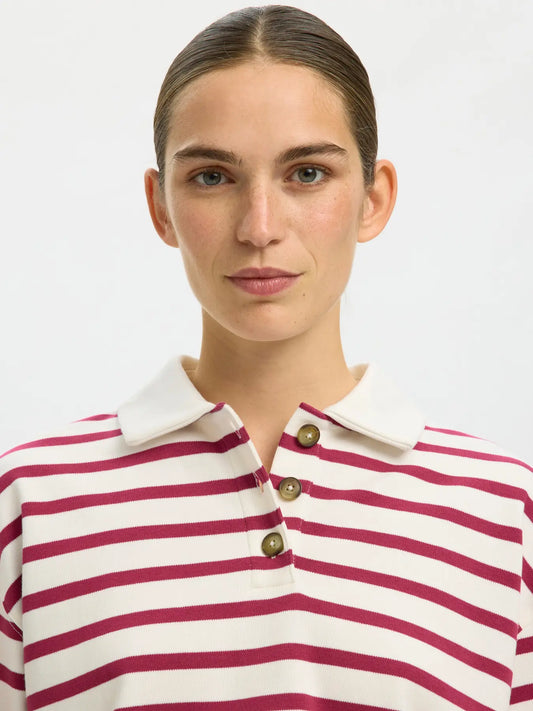 Wada LS stripe collar top Anemone stripes