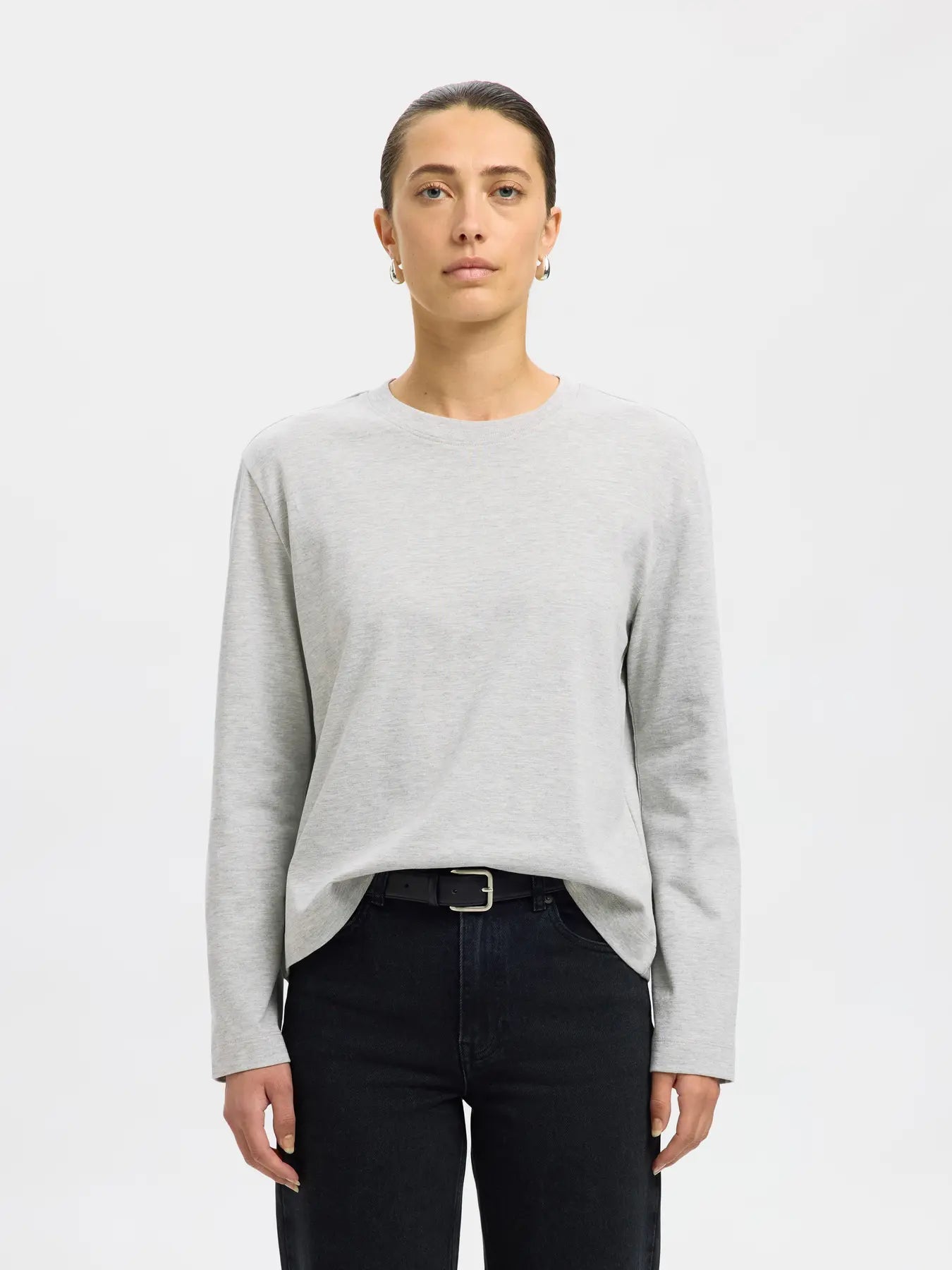 Essential LS boxy tee Grey Melange