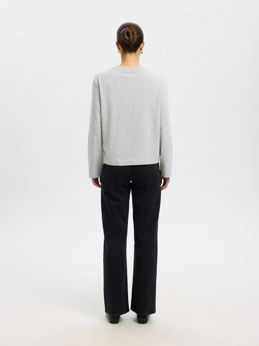 Essential LS boxy tee Grey Melange