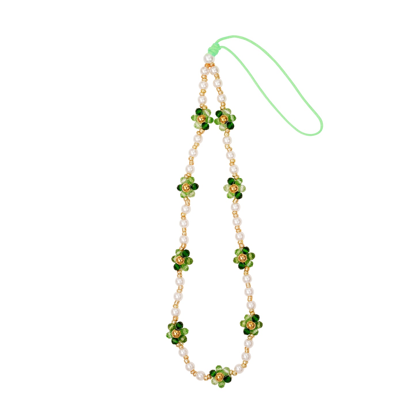 Sparkly flower phone cord Green